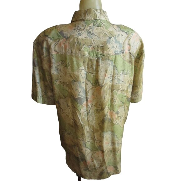 Vintage Women's Blouse Silk Large 1990's Padded Metro Express Abstract Print MOM - Picture 5 of 7